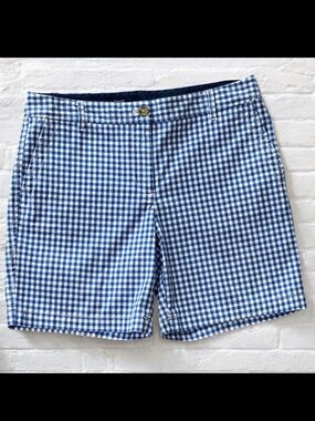 Talbots Blue White Gingham Girlfriend Chino Short Women’s Size 6 Cotton Spandex